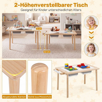 Kids Adjustable Activity Table & Chair Set, Natural Wood