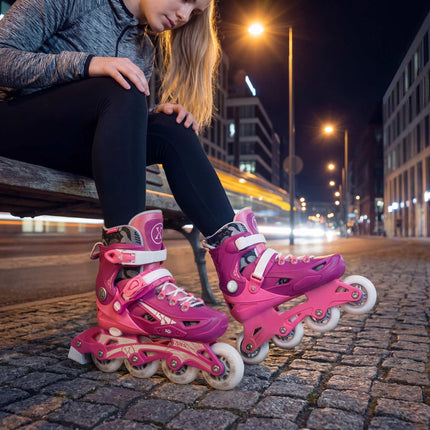 Verstellbare Inlineskates für Kinder, Rosa, Größe 31–34