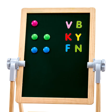 Kids Art Easel, 2-In-1 Magnetic Whiteboard & Chalkboard
