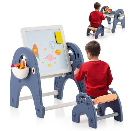 Kinder Staffelei-Set, magnetisches Whiteboard, Hocker, 66 Bausteine