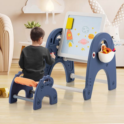 Kinder Staffelei-Set, magnetisches Whiteboard, Hocker, 66 Bausteine