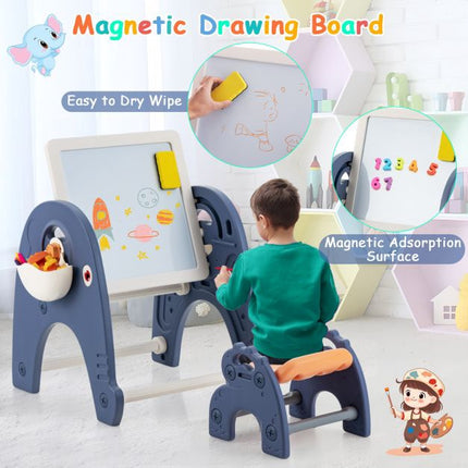 Kinder Staffelei-Set, magnetisches Whiteboard, Hocker, 66 Bausteine