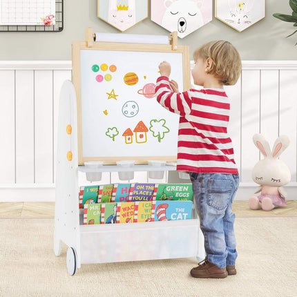 Kids Art Easel With Stool, Adjustable, Magnetic Board