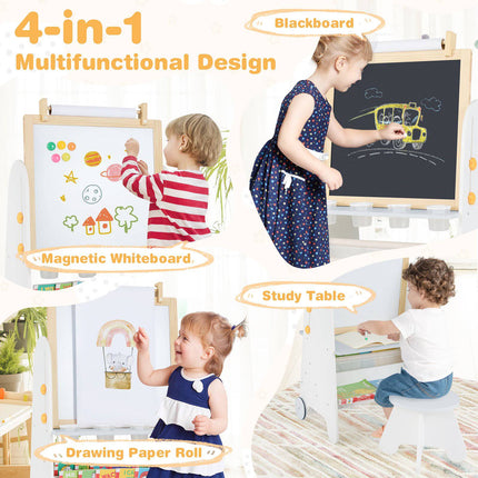 Kids Art Easel With Stool, Adjustable, Magnetic Board