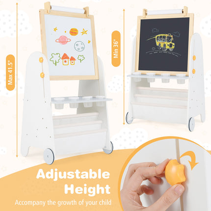 Kids Art Easel With Stool, Adjustable, Magnetic Board