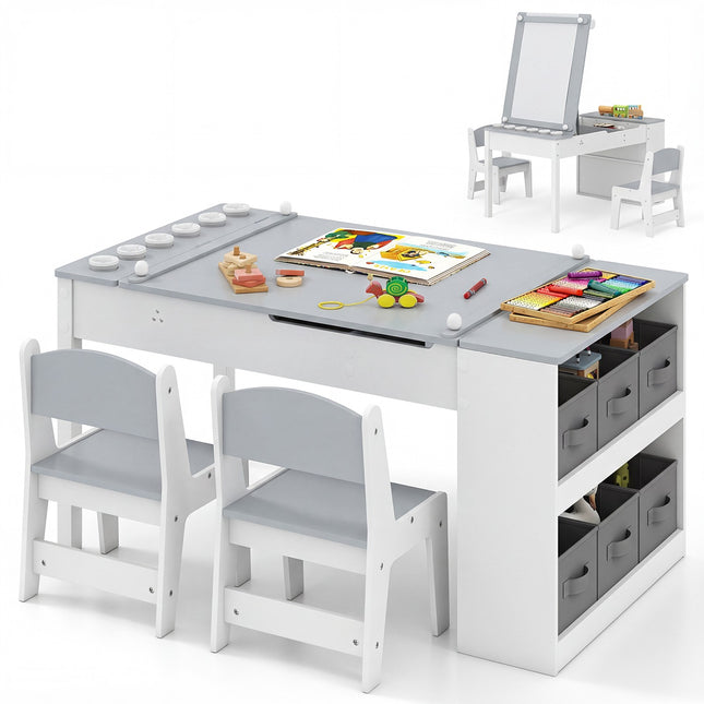 Kindermal- und Staffelei-Set, 2 Stühle, Stauraum