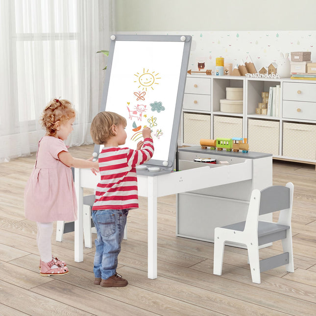 Kindermal- und Staffelei-Set, 2 Stühle, Stauraum