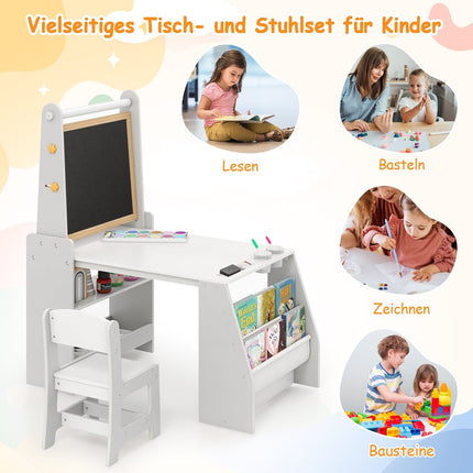 Kids Art Table & Chair Set with Easel – Gray