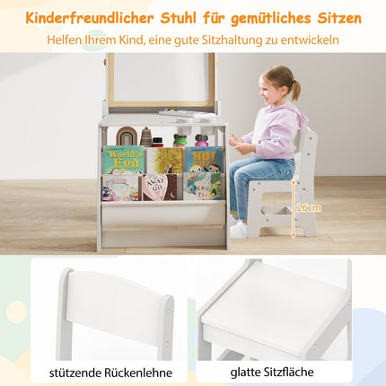 Kids Art Table & Chair Set with Easel – Gray