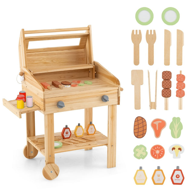 Grillspielset für Kinder mit Spiellebensmitteln, Grillwerkzeugen und Zubehör, Küchenset