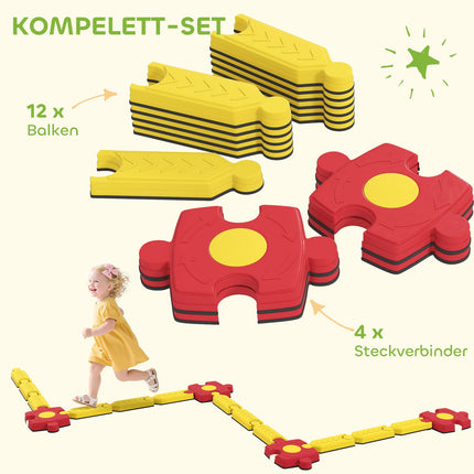 Dětská balanční kladina, variabilní sestava, plast, žlutá/červená