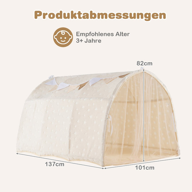 Kinder-Betthimmelzelt mit Leuchtsternen & Netzvorhängen