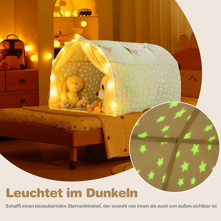 Kinder-Betthimmelzelt mit Leuchtsternen & Netzvorhängen