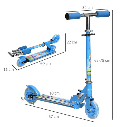Kids' Blue Scooter with LED Wheels, Adjustable Handlebar