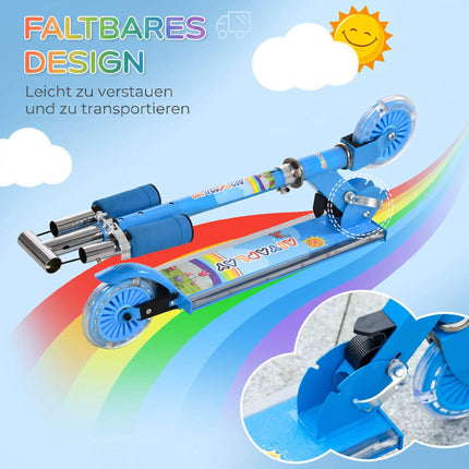 Kids' Blue Scooter with LED Wheels, Adjustable Handlebar