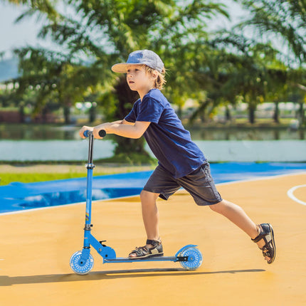 Kids' Blue Scooter with LED Wheels, Adjustable Handlebar