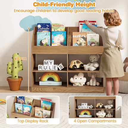 Bücherregal für Kinder, 3-stöckiges Präsentationsregal, 4 Fächer