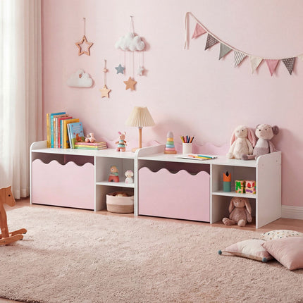 Kids Bookshelf & Toy Organizer with Movable Drawer - Pink