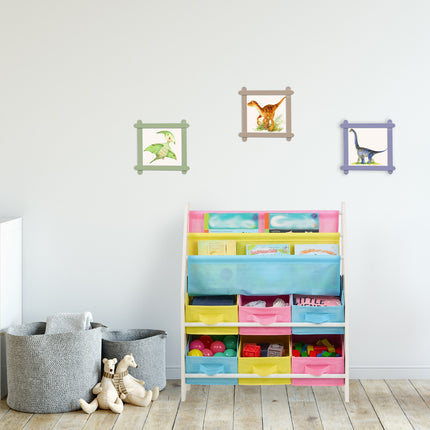 Kids' Bookshelf with 6 Fabric Storage Boxes