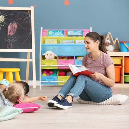 Kids' Bookshelf with 6 Fabric Storage Boxes