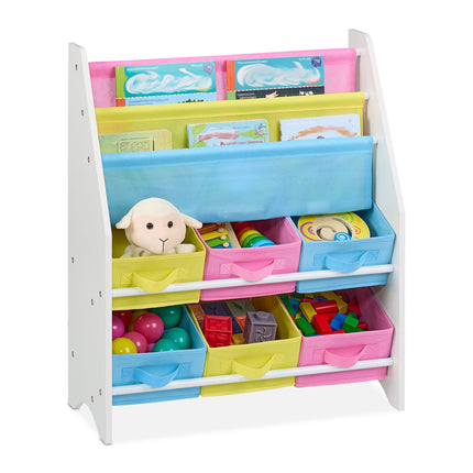 Kids' Bookshelf with 6 Fabric Storage Boxes