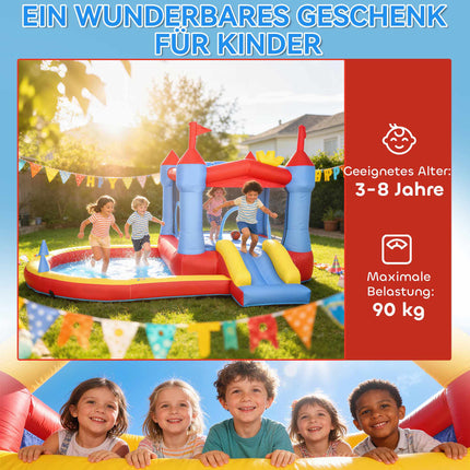 Hüpfburg mit Rutsche, Pool, Basketball, 350W Gebläse