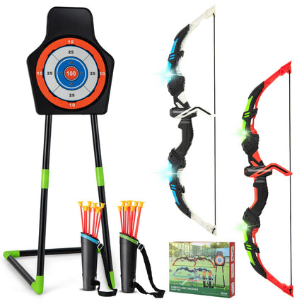 Kids Bow And Arrow Set 2-Pack, LED, 20 Suction Arrows