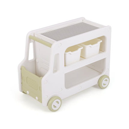 Kids Car-Shaped Storage Shelf with 2 Bins, White