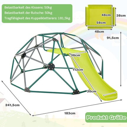 Kids Climbing Dome with Slide, Fabric Platform, 180kg Capacity