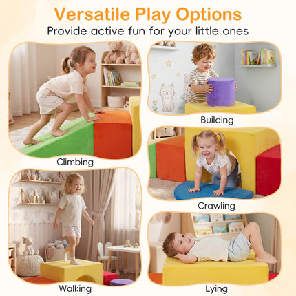 Kletterbausteine-Set für Kinder, 6-teilig, Rutsche, Samtbezug, Rot