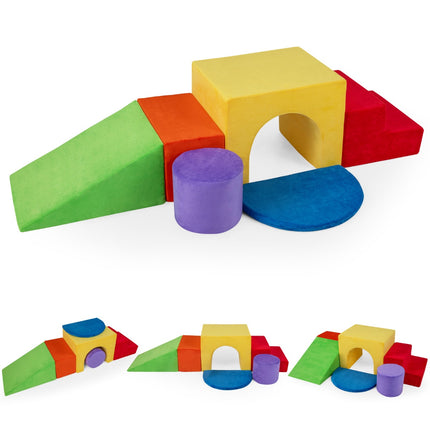 Kletterbausteine-Set für Kinder, 6-teilig, Rutsche, Samtbezug, Rot