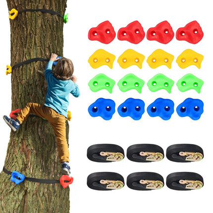 Klettergriffe-Set für Kinder, 18-teilig, Baummontage mit Ratschen