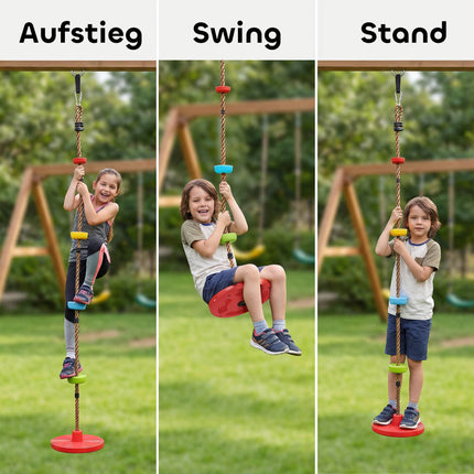 Kinder-Kletterseil-Set mit Schaukel und Fußgriffen