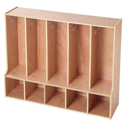 Kids Coat Locker – 5-Section Cubby with 10 Hooks