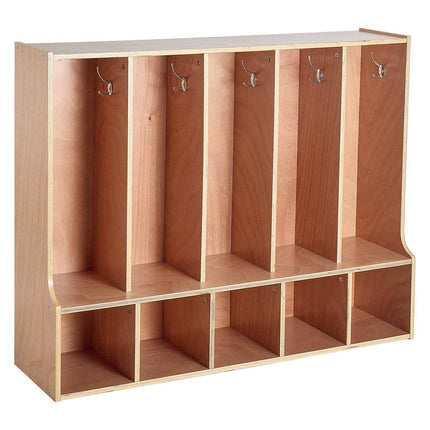 Kids Coat Locker – 5-Section Cubby with 10 Hooks