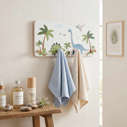 Kids' Coat Rack, 4 Hooks, MDF & Pine, 20x40 cm