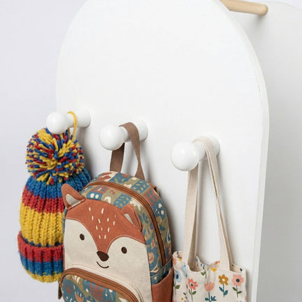 Kids Coat Rack With Shelf, Hooks And Fabric Storage Box