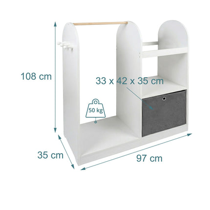 Kids Coat Rack With Shelf, Hooks And Fabric Storage Box