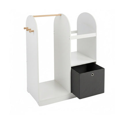 Kids Coat Rack With Shelf, Hooks And Fabric Storage Box