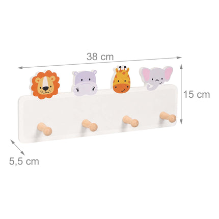 Kids' Coat Rack with 4 Hooks, 15 x 38 cm, MDF & Pine