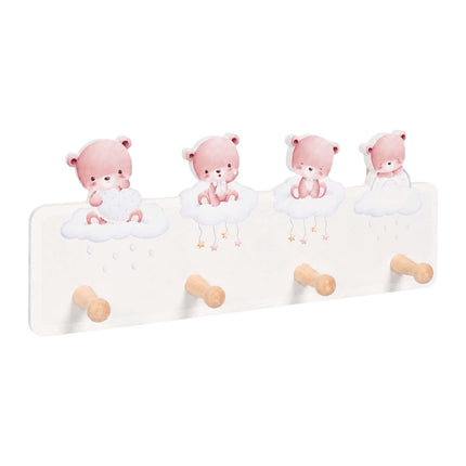 Kids' Coat Rack with 4 Hooks, 15 x 38 cm, MDF & Pine