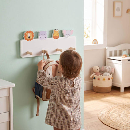 Kids' Coat Rack with 4 Hooks, 15 x 38 cm, MDF & Pine