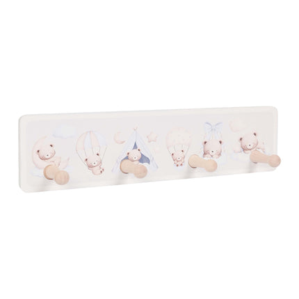 Kids' Coat Rack with 4 Hooks, MDF & Pine, 10x38 cm