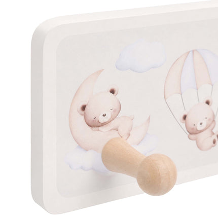 Kids' Coat Rack with 4 Hooks, MDF & Pine, 10x38 cm