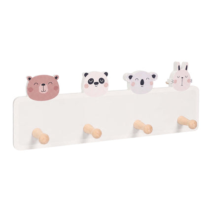 Kids' Coat Rack with 4 Hooks, MDF & Pine, 15x38 cm