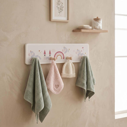 Kids' Coat Rack with 4 Hooks, MDF and Pine, 10x38 cm