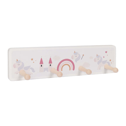 Kids' Coat Rack with 4 Hooks, MDF and Pine, 10x38 cm