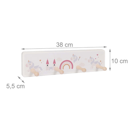 Kids' Coat Rack with 4 Hooks, MDF and Pine, 10x38 cm