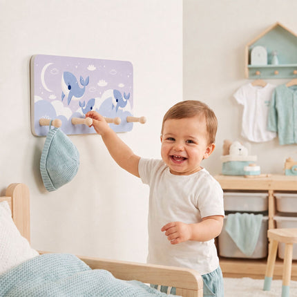Kids' Coat Rack with 4 Hooks, MDF and Pine, 20x40 cm