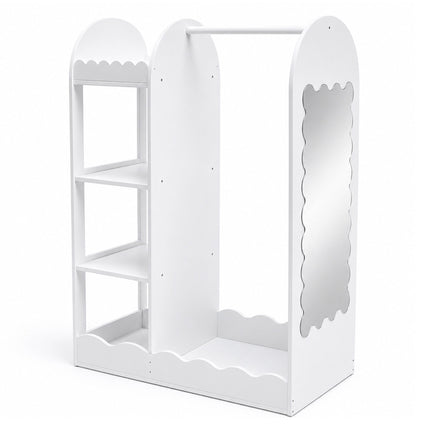 Kids' Coat Rack with Mirror – White MDF, Acrylic